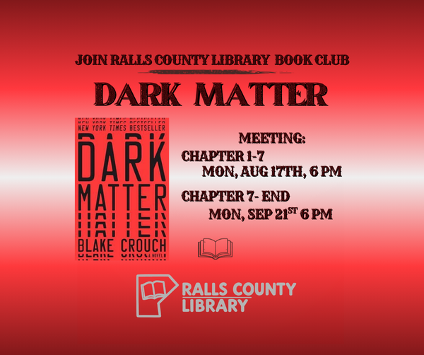 Book Club Announcement for the Next Book Book Club for the Dark Matter