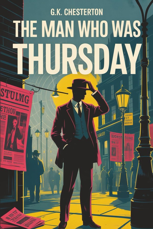 Cover of the book with man tipping his hat while standing in a cityscape. 